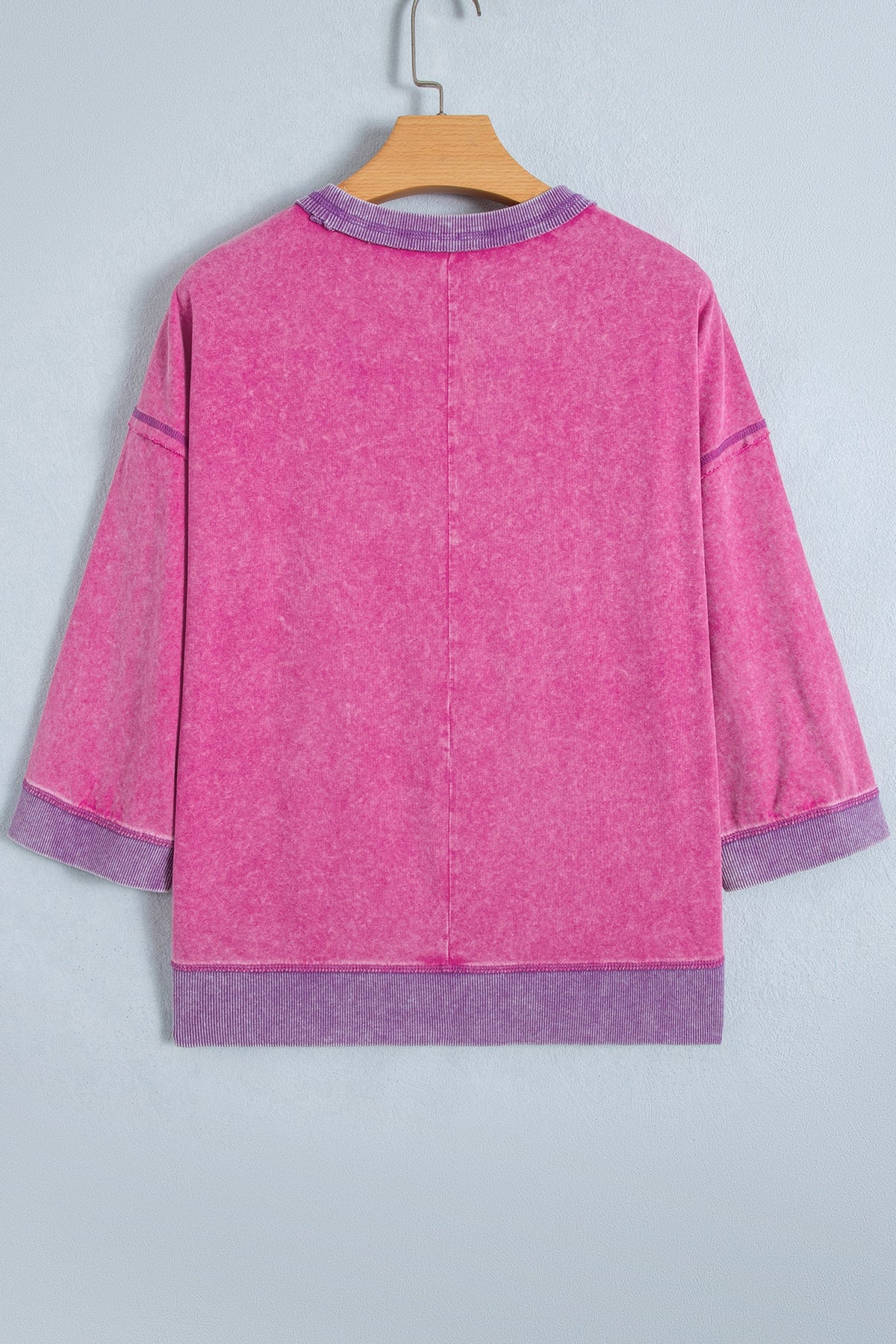 Colorblock Trim Mineral Wash 3/4 Sleeve Top