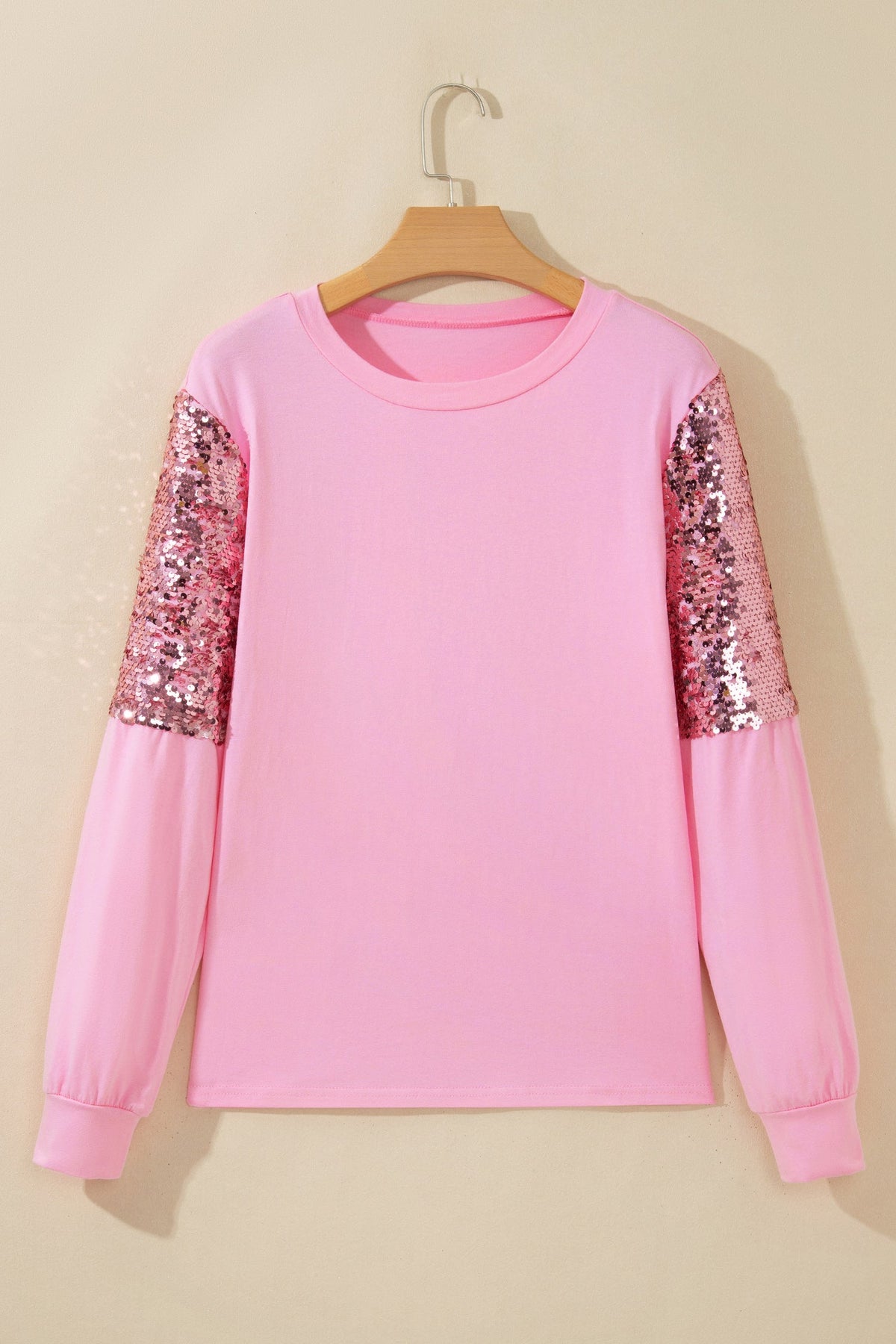 Sequin Round Neck Long Sleeve Pullover Sweater