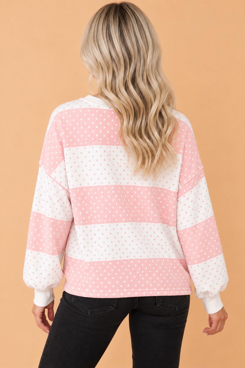 Polka Dot Colorblock Long Sleeve Top