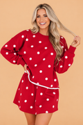 Polka Dot Raw Hem Sweatshirt & Skort Set