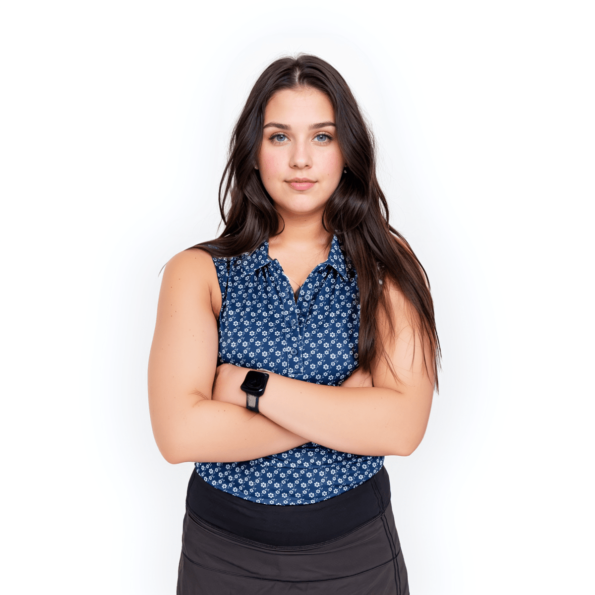 Blue Floral Women's Polo (Sleeveless)